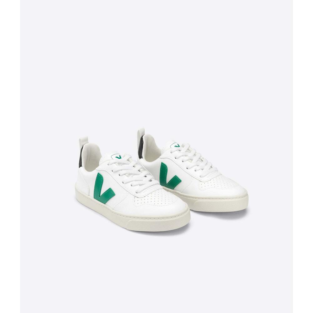 Veja V-10 LACE CWL Tenisky Detske White/Green | SK 849CTV